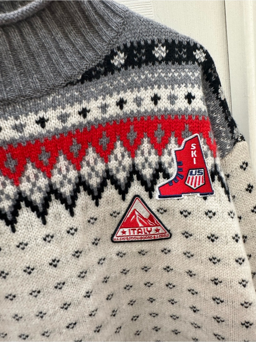 J Crew U.S. Ski & Snowboard Fair Isle Rollneck sweater vintage wool white red - Picture 5 of 11